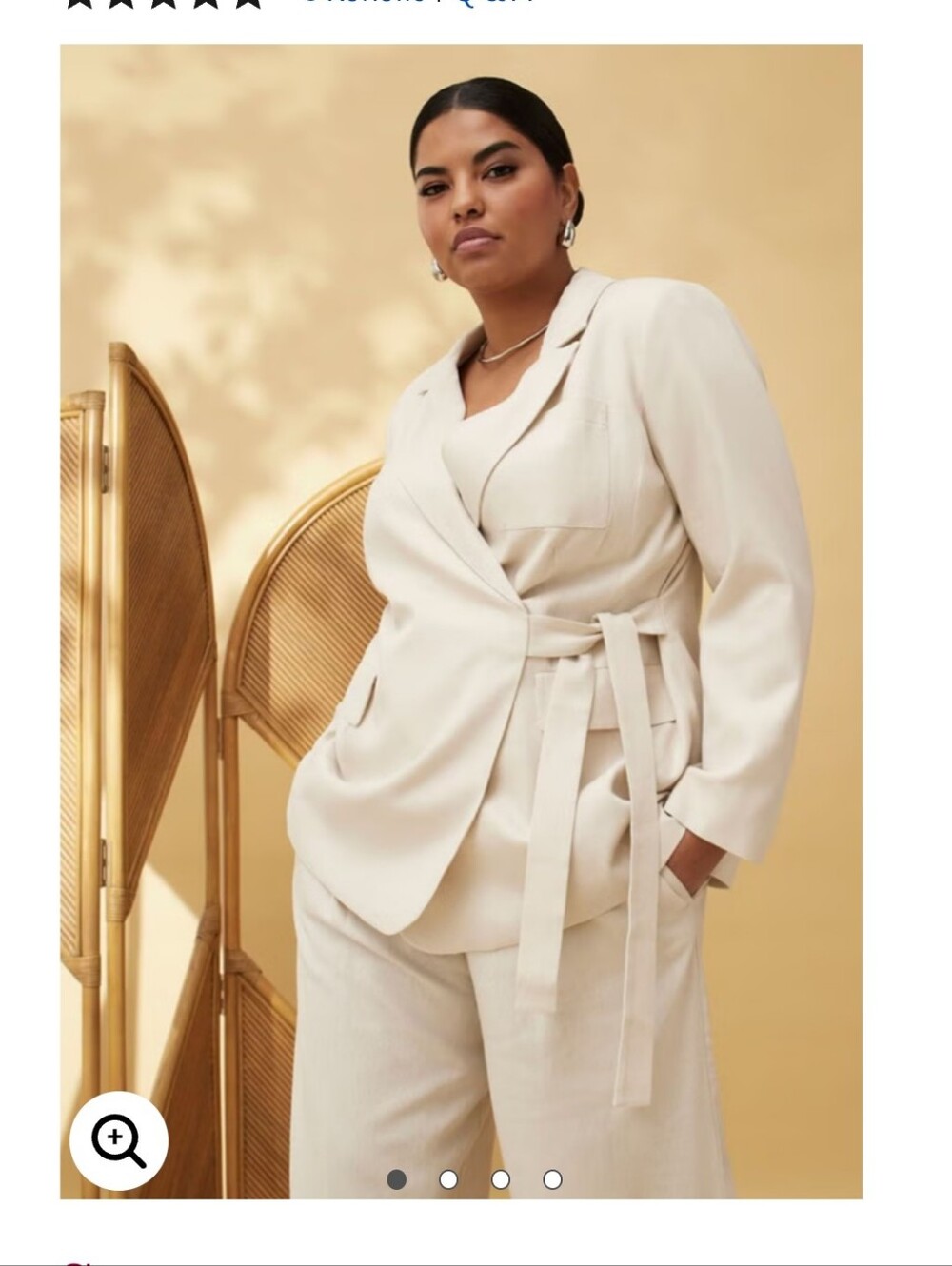 Eloquii Cream Tie-Waist Blazer
